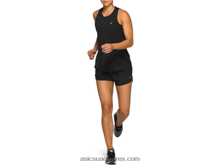 Asics أسود الأداء طريق المرأة 3.5in قصير 2N24DJ2992