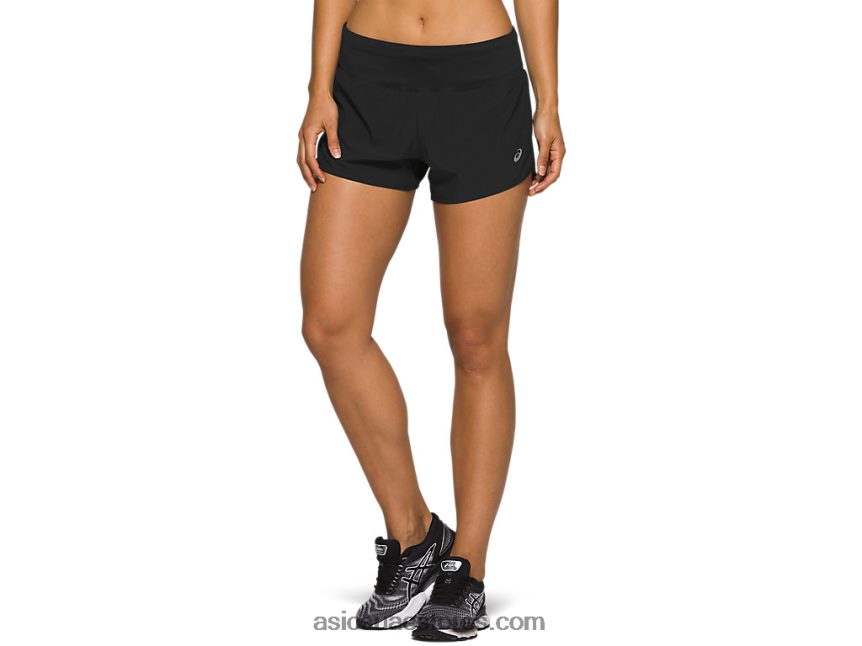Asics أسود الأداء طريق المرأة 3.5in قصير 2N24DJ4135