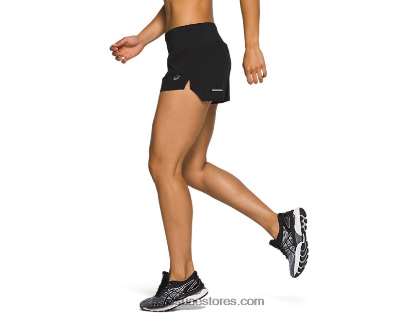 Asics أسود الأداء طريق المرأة 3.5in قصير 2N24DJ4135