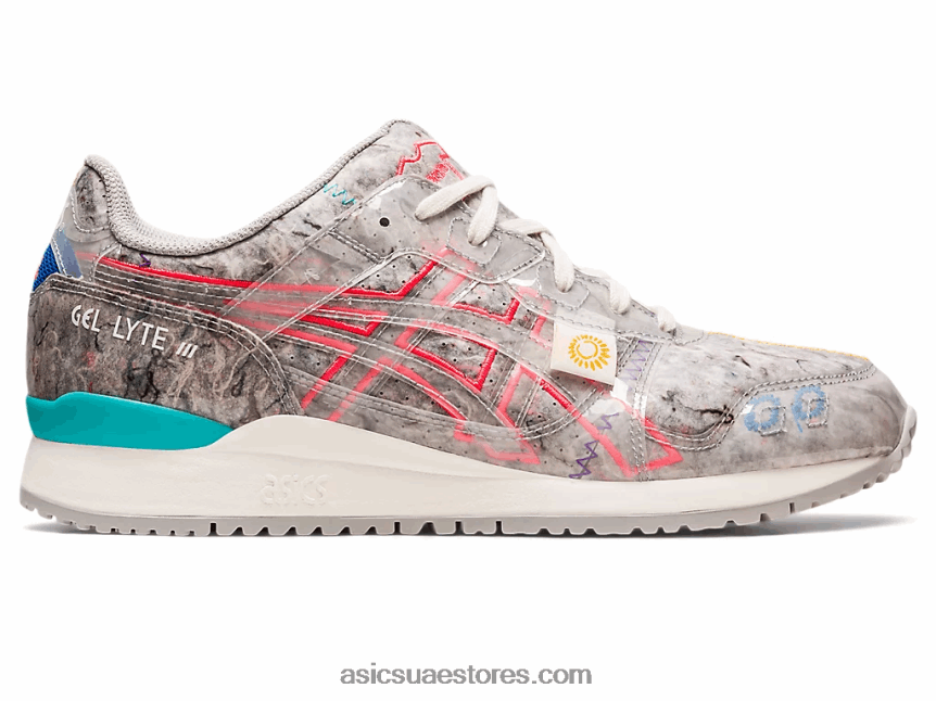 Asics المحار الرمادي / المغنية الوردي جل لايت 3 og شعر معاد تدويره 2N24DJ212