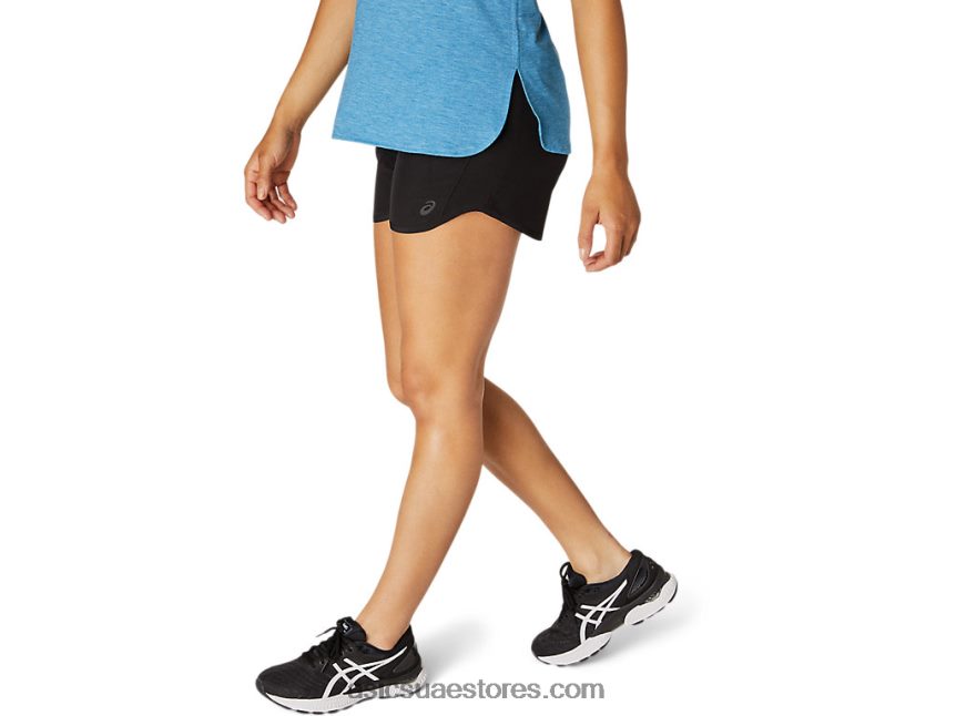 Asics أسود الأداء سرعة لايت للسيدات 4 بوصة قصيرة المدى 2N24DJ4099
