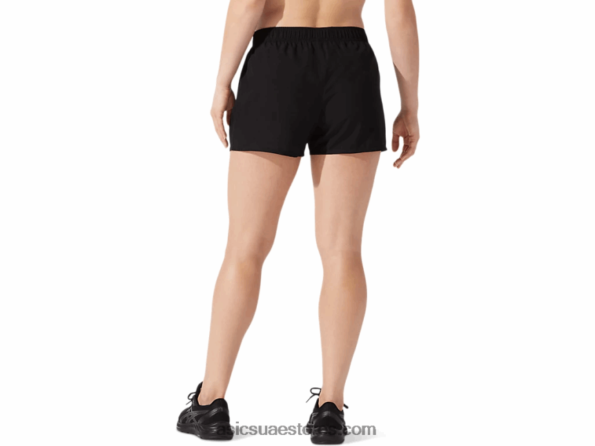 Asics أسود الأداء المرأة الفضة 4in قصيرة 2N24DJ2779