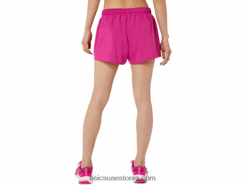 Asics الفوشيه الأحمر المرأة الفضة 4in قصيرة 2N24DJ3580