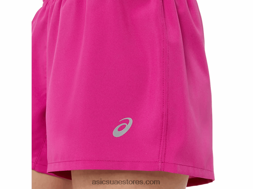 Asics الفوشيه الأحمر المرأة الفضة 4in قصيرة 2N24DJ3580