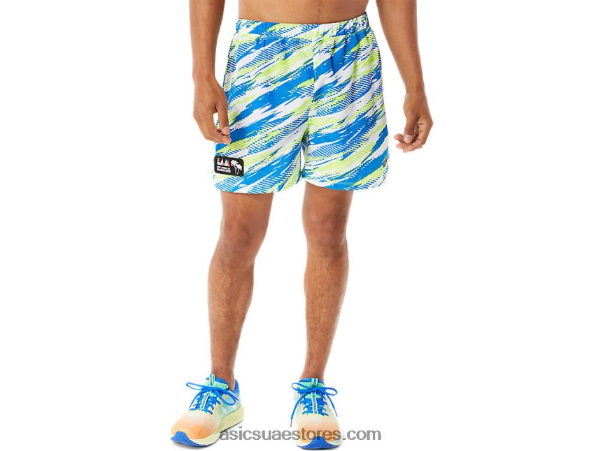 Asics الخطر الأخضر طقم ملابس رجالي 5 بوصة قصير لامع 2N24DJ1341
