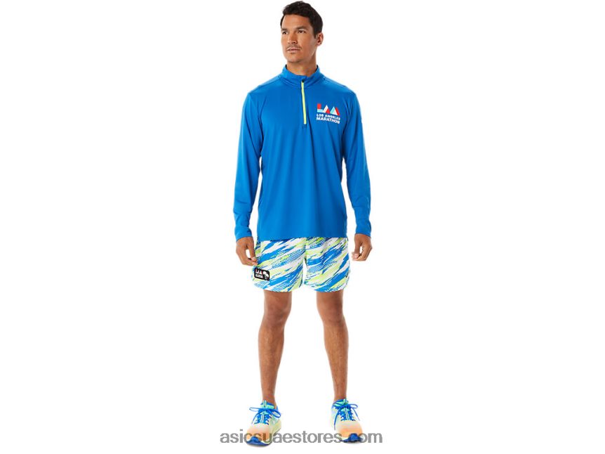 Asics الخطر الأخضر طقم ملابس رجالي 5 بوصة قصير لامع 2N24DJ1341