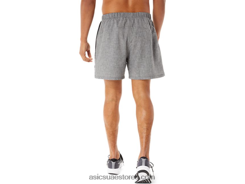 Asics هيذر رمادي غامق / أسود طقم جاهز 5 بوصة قصير للرجال 2N24DJ974
