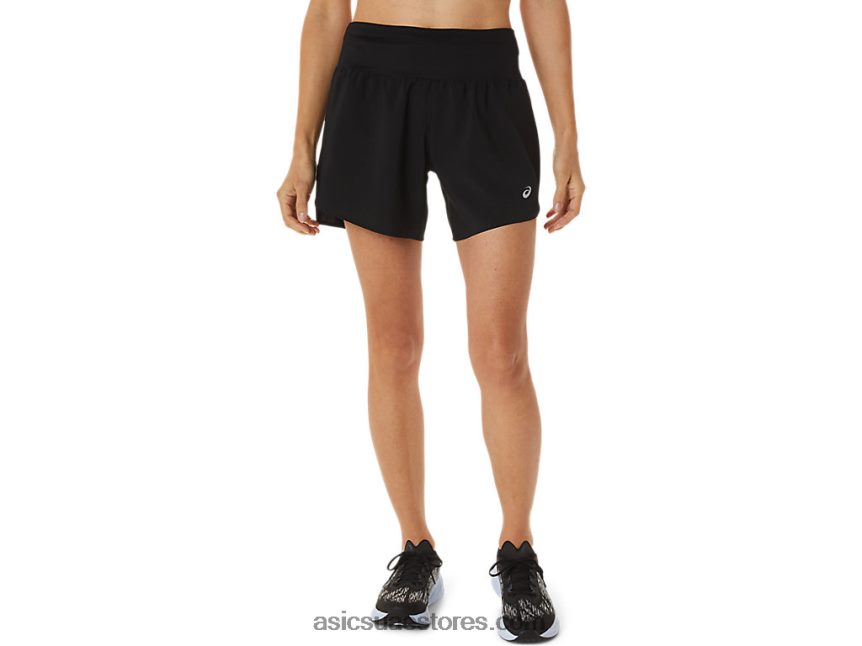 Asics أسود الأداء طريق المرأة 5.5 بوصة قصير 2N24DJ2986
