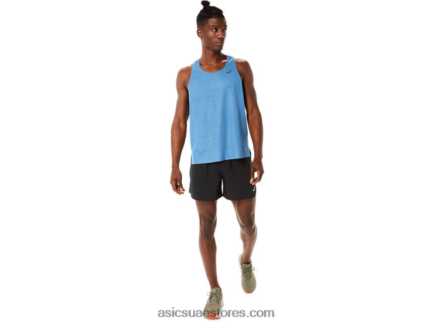 Asics أسود الأداء طريق الرجال 5in قصير 2N24DJ1099