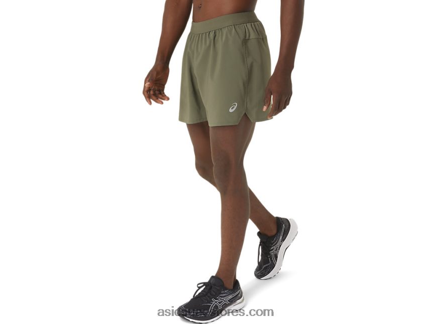 Asics عباءة خضراء طريق الرجال 5in قصير 2N24DJ1109