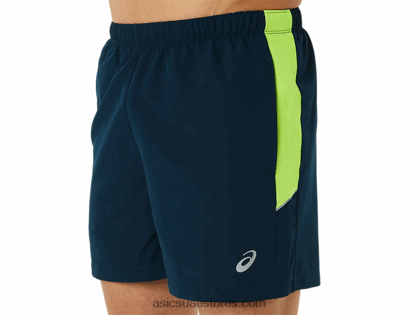 Asics الأزرق الفرنسي / الأخضر الخطر الرجال 5in العلاقات العامة قصيرة 2N24DJ1355