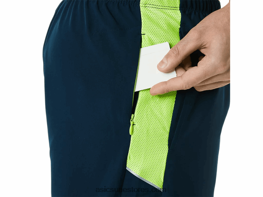 Asics الأزرق الفرنسي / الأخضر الخطر الرجال 5in العلاقات العامة قصيرة 2N24DJ1355