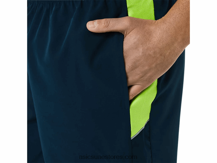 Asics الأزرق الفرنسي / الأخضر الخطر الرجال 5in العلاقات العامة قصيرة 2N24DJ1355