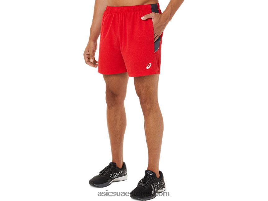 Asics هيذر الكهربائية الأحمر / الرمادي الرجال 5in العلاقات العامة قصيرة 2N24DJ1824
