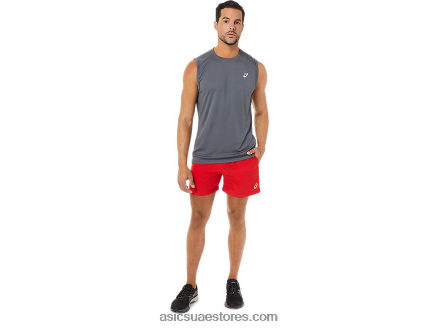 Asics هيذر الكهربائية الأحمر / الرمادي الرجال 5in العلاقات العامة قصيرة 2N24DJ1824
