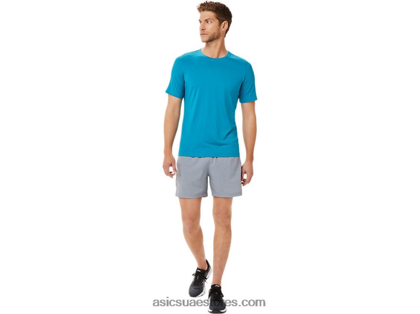 Asics صفيحة صخرية مطبوعة بعيون متباعدة / رمادي الرجال 5in العلاقات العامة قصيرة 2N24DJ2038