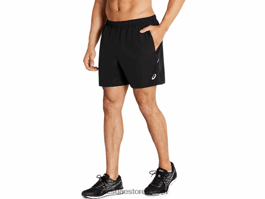 Asics أسود الأداء الرجال 5in العلاقات العامة قصيرة 2N24DJ2059