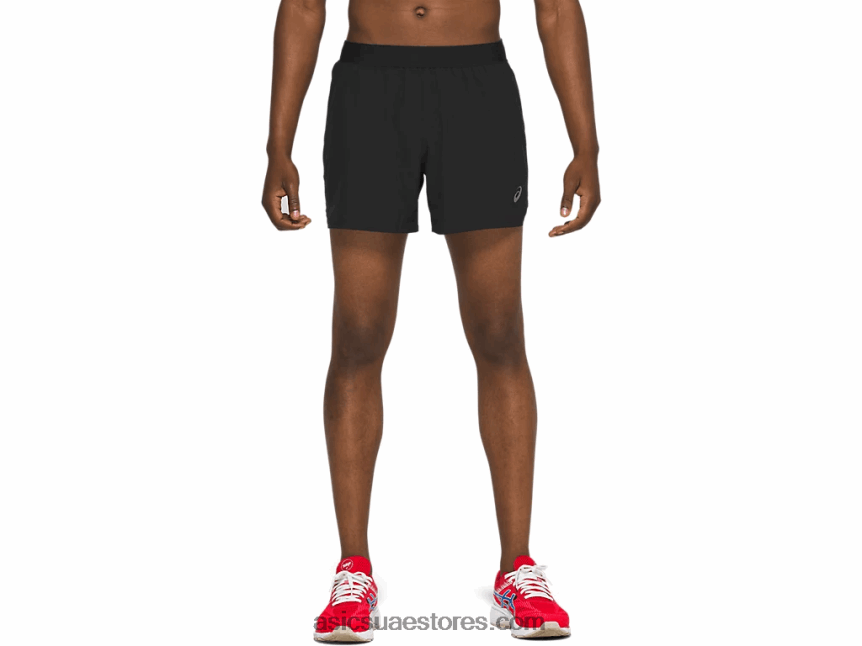 Asics أسود الأداء طريق الرجال 5in قصير 2N24DJ2099