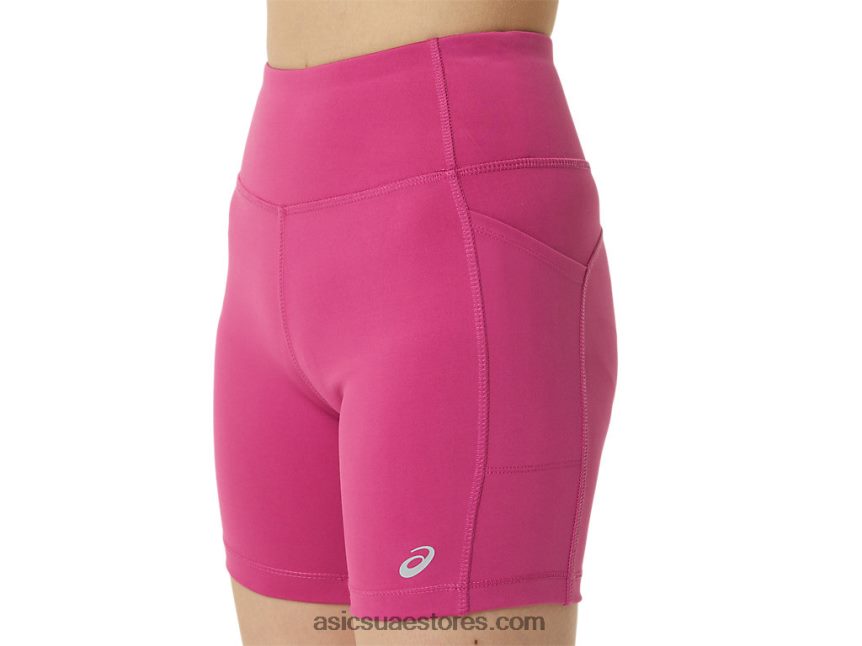 Asics الفوشيه الأحمر المرأة قصيرة المدى 5in مع جيوب 2N24DJ3291