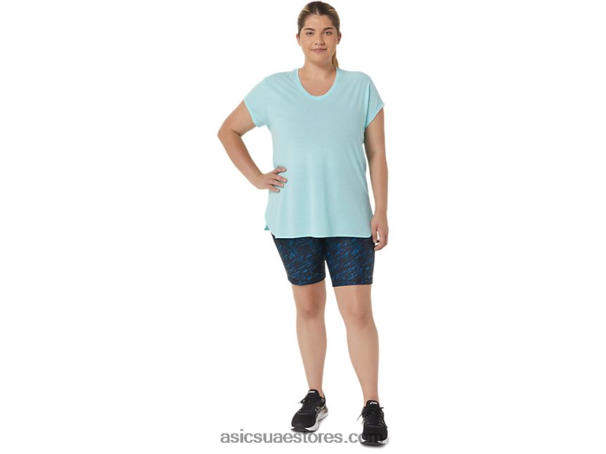 Asics الظل الليلي / طباعة محرك البحيرة المرأة قصيرة المدى 5in مع جيوب 2N24DJ3299
