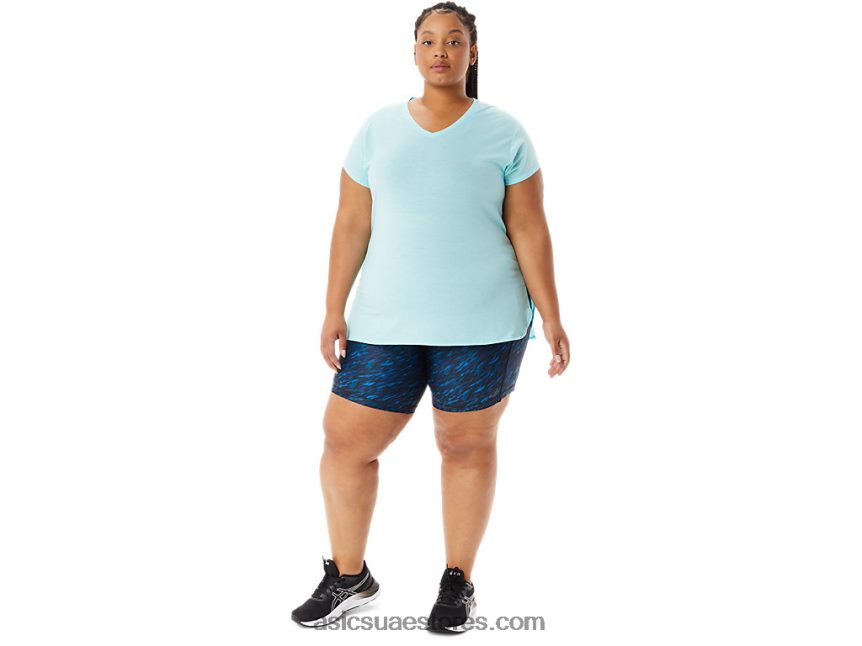 Asics الظل الليلي / طباعة محرك البحيرة المرأة قصيرة المدى 5in مع جيوب 2N24DJ3299
