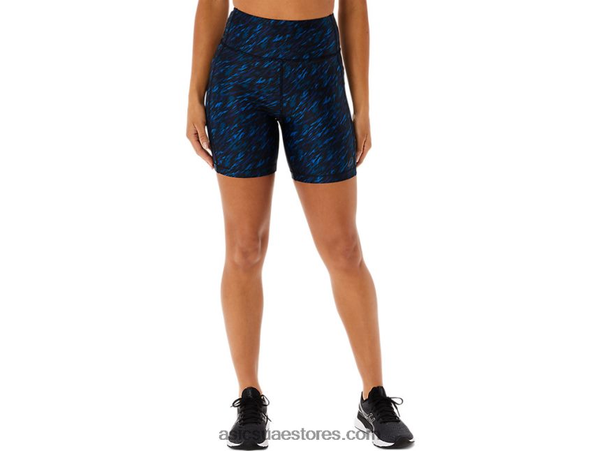 Asics الظل الليلي / طباعة محرك البحيرة المرأة قصيرة المدى 5in مع جيوب 2N24DJ3299