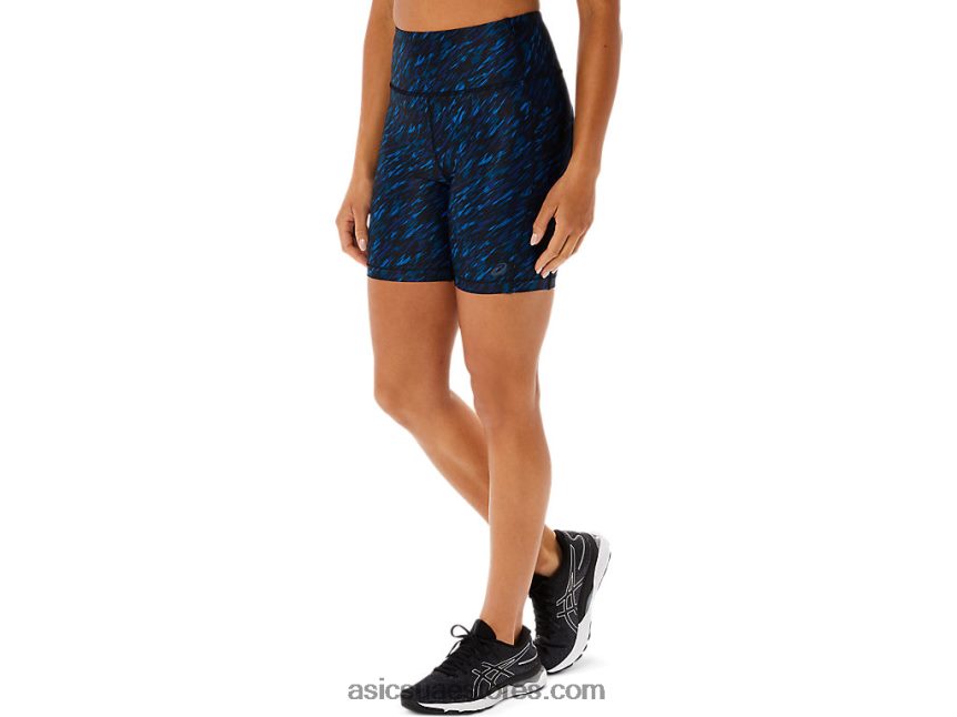 Asics الظل الليلي / طباعة محرك البحيرة المرأة قصيرة المدى 5in مع جيوب 2N24DJ3299
