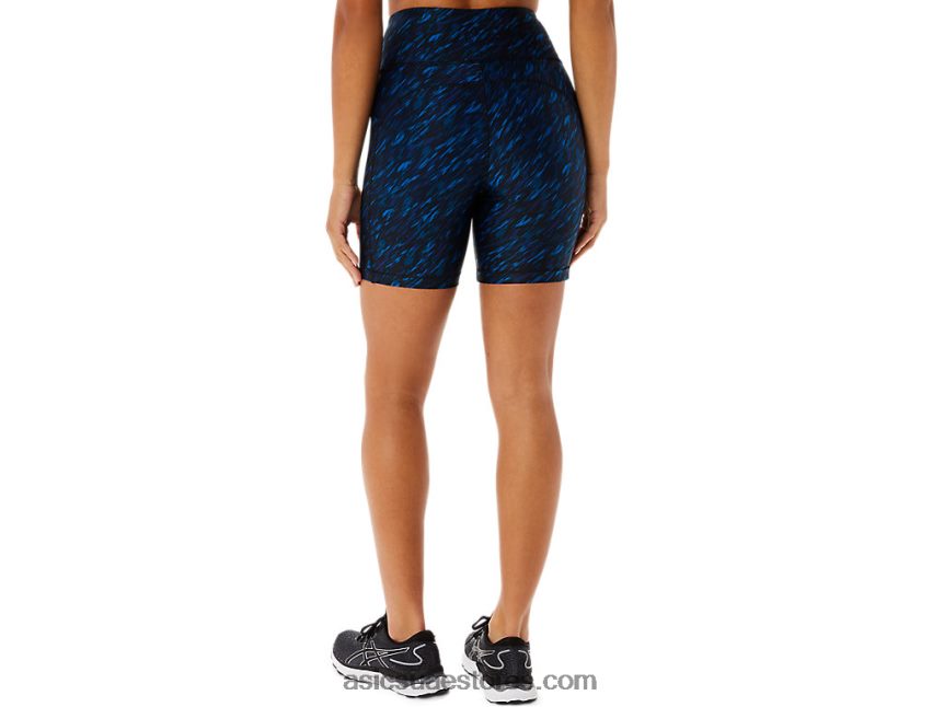 Asics الظل الليلي / طباعة محرك البحيرة المرأة قصيرة المدى 5in مع جيوب 2N24DJ3299