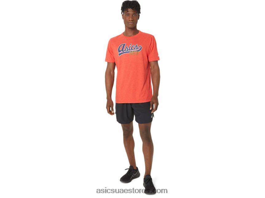 Asics هيذر الأحمر الكلاسيكي تي شيرت بيسبول للجنسين 77 2N24DJ99