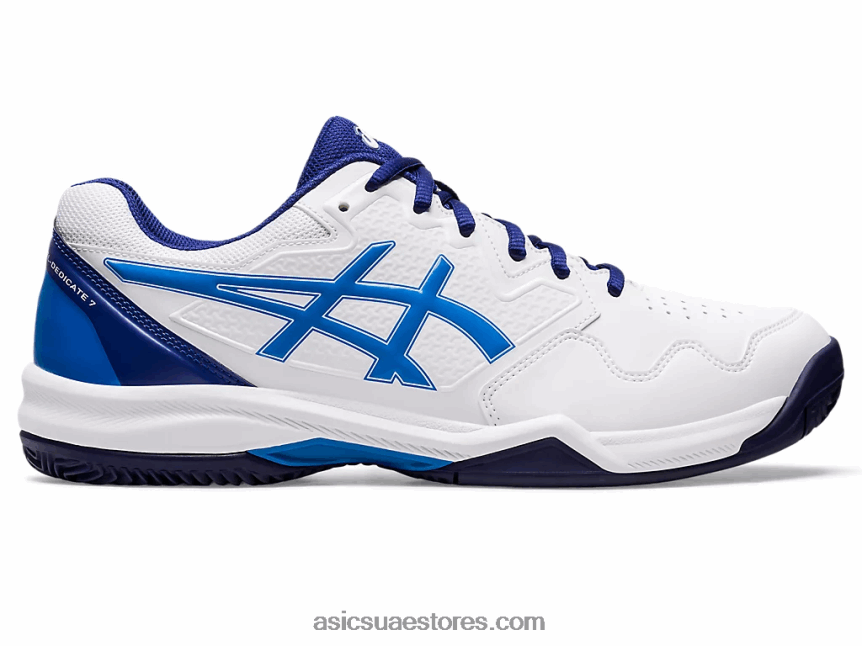 Asics أبيض / أزرق كهربائي جل تكريس 7 طين 2N24DJ1147