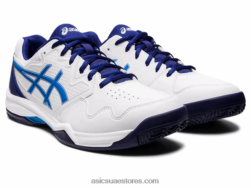 Asics أبيض / أزرق كهربائي جل تكريس 7 طين 2N24DJ1147