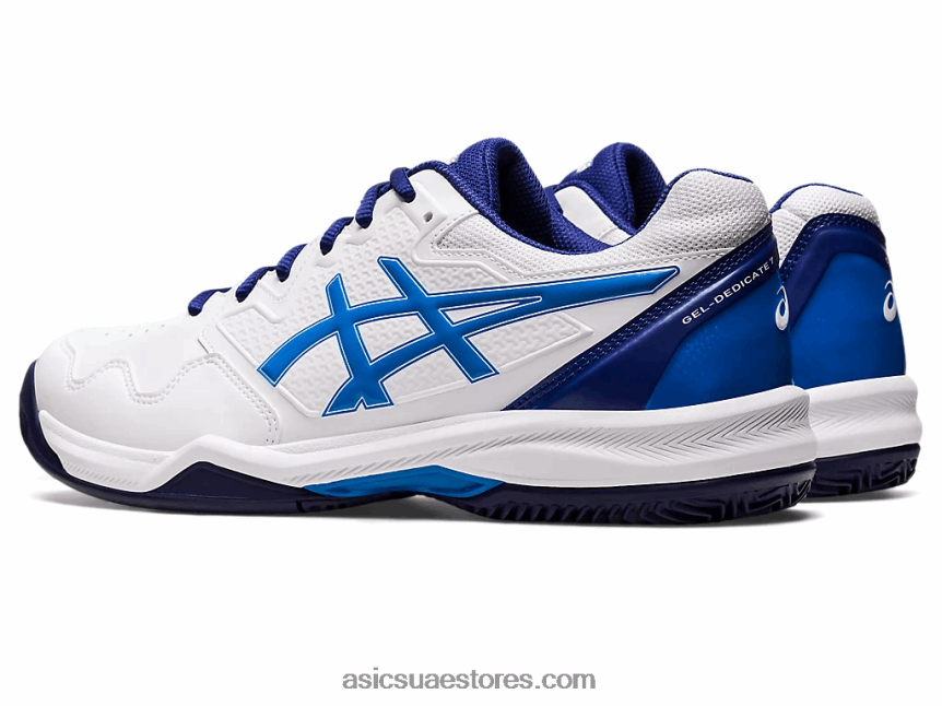 Asics أبيض / أزرق كهربائي جل تكريس 7 طين 2N24DJ1147