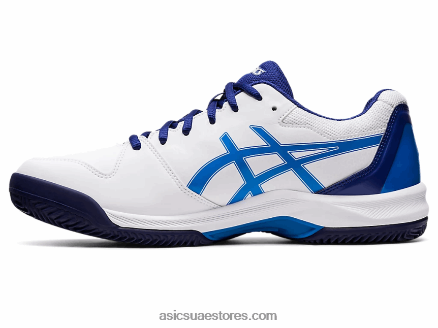 Asics أبيض / أزرق كهربائي جل تكريس 7 طين 2N24DJ1147