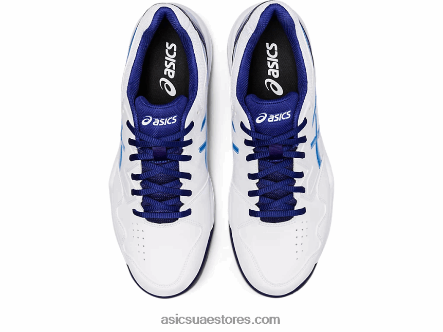 Asics أبيض / أزرق كهربائي جل تكريس 7 طين 2N24DJ1147