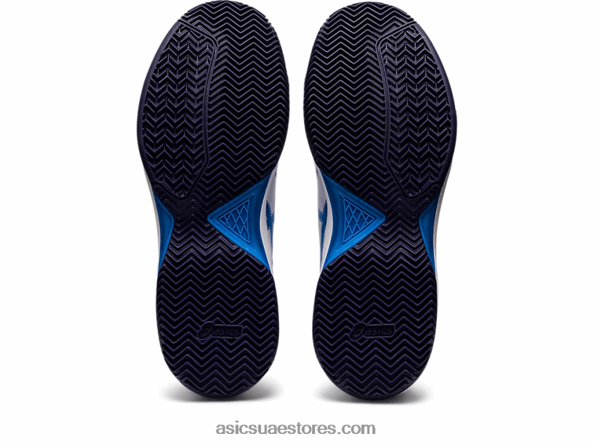 Asics أبيض / أزرق كهربائي جل تكريس 7 طين 2N24DJ1147