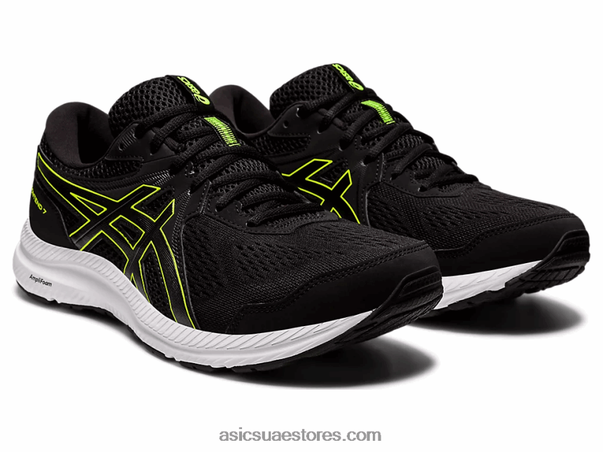 Asics أسود / أخضر خطر مادة هلامية 7 عريض للغاية 2N24DJ1951