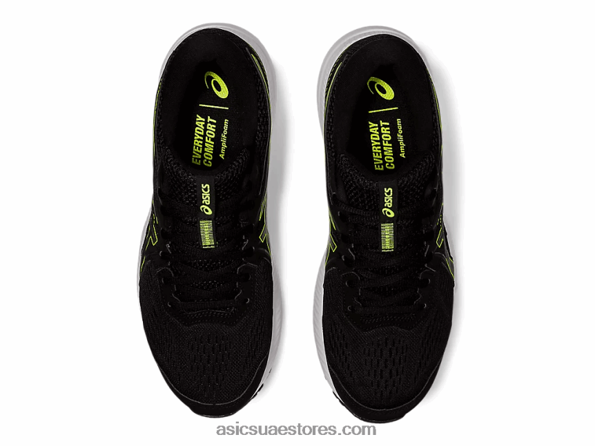 Asics أسود / أخضر خطر مادة هلامية 7 عريض للغاية 2N24DJ1951