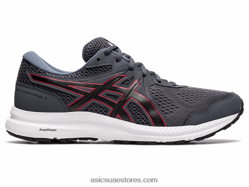 Asics الناقل الرمادي / الأحمر الكلاسيكي مادة هلامية 7 عريض للغاية 2N24DJ1953
