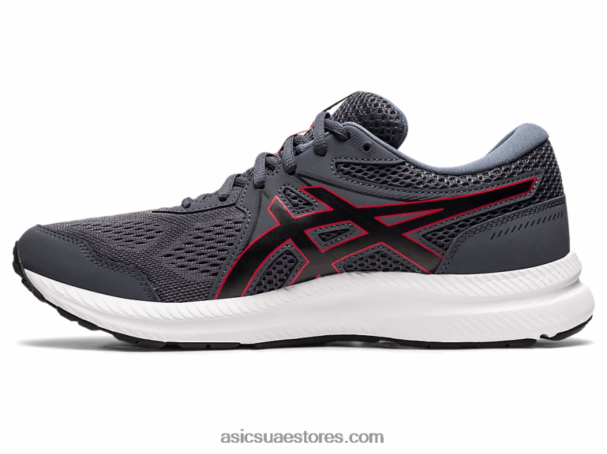 Asics الناقل الرمادي / الأحمر الكلاسيكي مادة هلامية 7 عريض للغاية 2N24DJ1953