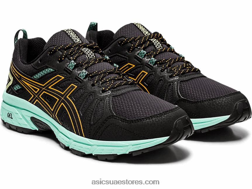 Asics البوب ​​الأسود / البرتقالي جل فينشر 7 عريض 2N24DJ4162