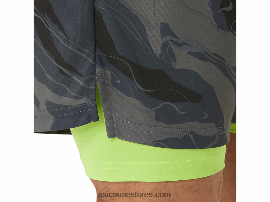 Asics رمادي الناقل رسم مباراة رجال مقاس 7 انش قصير 2N24DJ506
