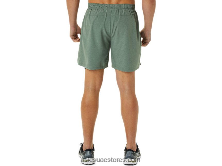 Asics الحزاز الأخضر هيذر / الأزرق الفرنسي رجال 7 في 2 في 1 قصير 2N24DJ1352
