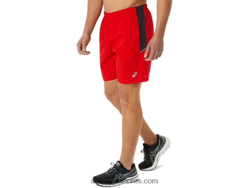 Asics طباعة حمراء نارية / رمادي ناقل الرجال 7in العلاقات العامة قصيرة 2N24DJ1364