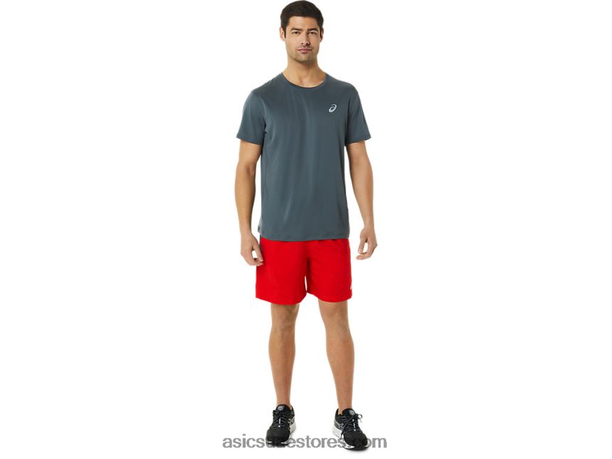Asics طباعة حمراء نارية / رمادي ناقل الرجال 7in العلاقات العامة قصيرة 2N24DJ1364