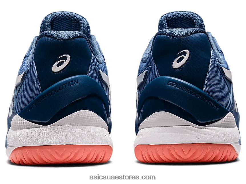 Asics تناغم أزرق / أبيض دقة هلام 8 واسعة 2N24DJ1464