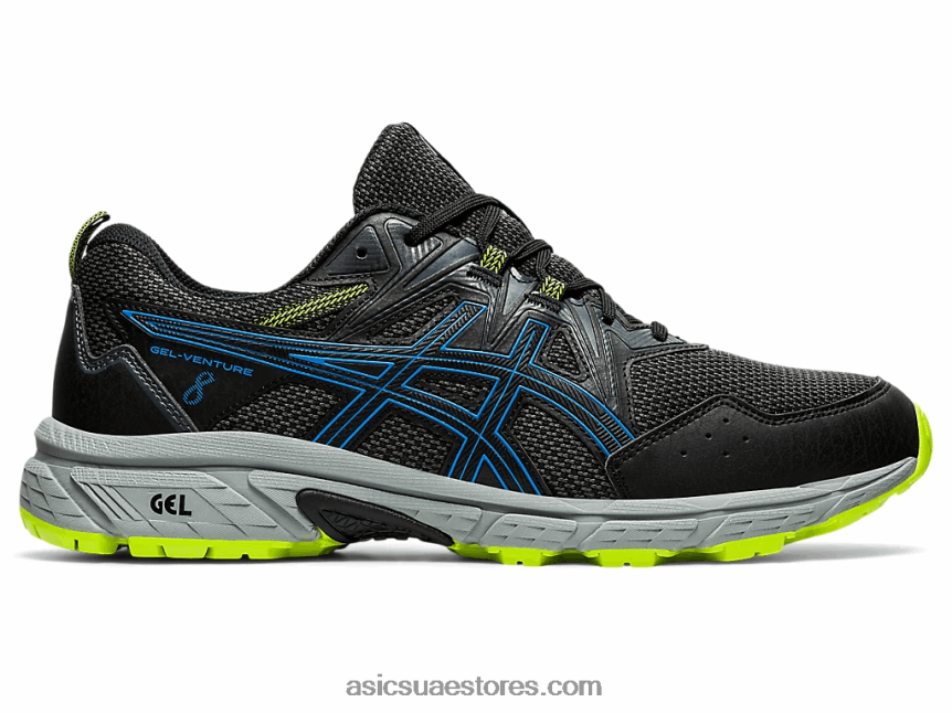 Asics أسود / أزرق مباشر جل فينشر 8 عريض للغاية 2N24DJ1850