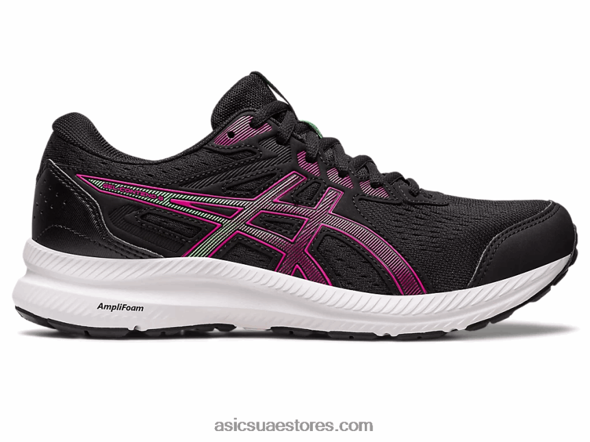 Asics الهذيان الأسود / الوردي جل يحتوي على 8 عريض 2N24DJ2435