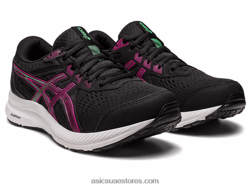 Asics الهذيان الأسود / الوردي جل يحتوي على 8 عريض 2N24DJ2435