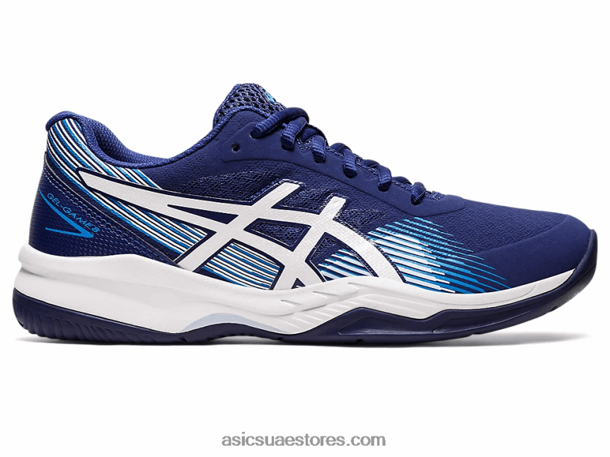 Asics الغوص الأزرق / الأبيض لعبة جل 8 2N24DJ3098
