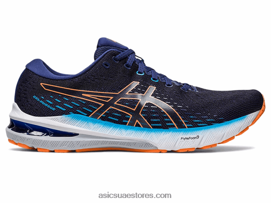 Asics أزرق نيلي / شمس خوخ متابعة هلام 8 واسعة 2N24DJ386